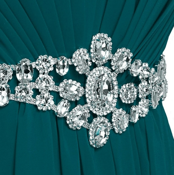 Women's Strapless Lace up Back Maxi Dress in Teal. - Picture 2 of 4